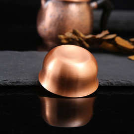 跨境纯铜小茶杯50ML小巧商务功夫茶具复古中式光面茶杯子批发定制