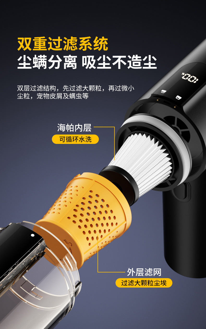 High-power wireless handheld car vacuum cleaner with strong suction and super powerful blowing and suction capabilities