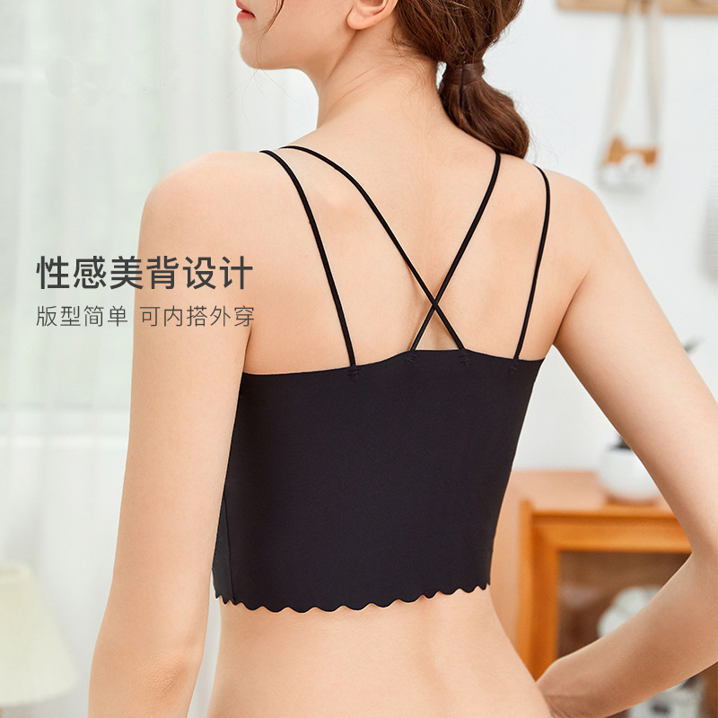 Verano nuevo estilo sin eslinga cruzada hermosa espalda chaleco corto sujetador sin uso, ropa interior suave y sin costuras