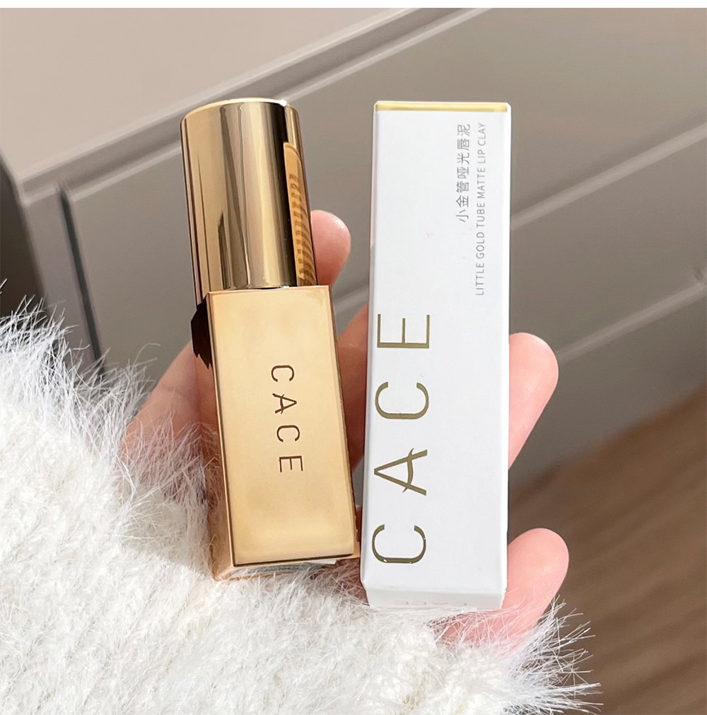 CACE Little Gold Tube Matte Lip Paste Soft, misty and smooth, low-saturation milk coffee versatile color, natural whitening makeup wholesale undefined
