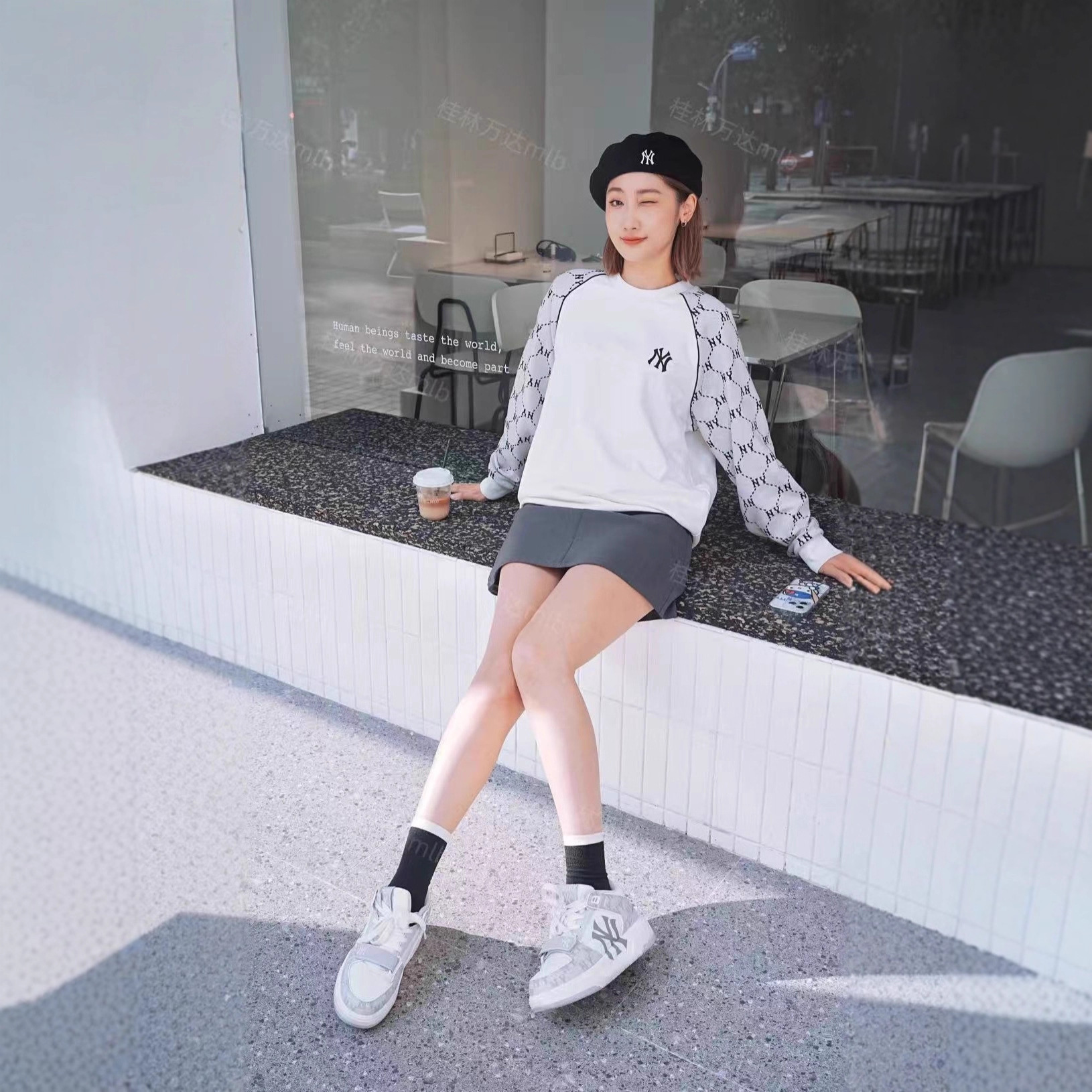 Correct Version of Mlb Korean Cross-Border Trendy Brand Diamond Presbyopia Retro Loose Sports Men's and Women's Casual Long-Sleeved Sweatshirts