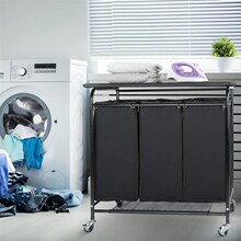 三格脏衣车可移动洗衣车带烫C衣板脏衣篮牛津布多格收纳车其他
