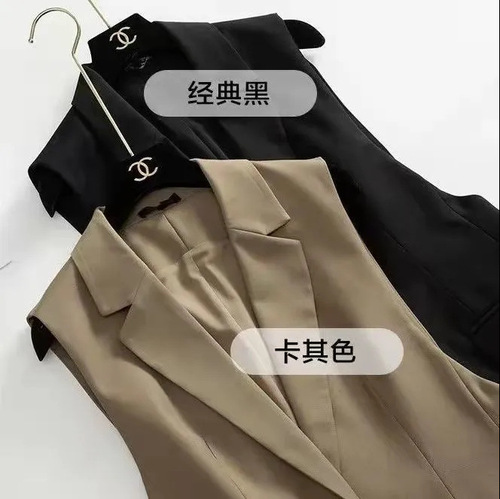 Women's Autumn New Loose Outerwear Suit Vest Sleeveless Spring and Autumn Sleeveless Blazer Vest Backless Jacket Women