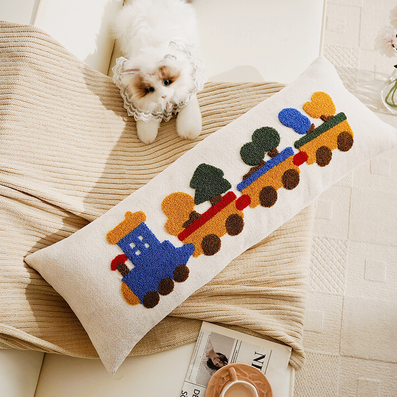 Cute de dibujos animados cachorro funda de almohada de tira larga habitación de los niños almohada larga con núcleo original simple cojín de sofá animal