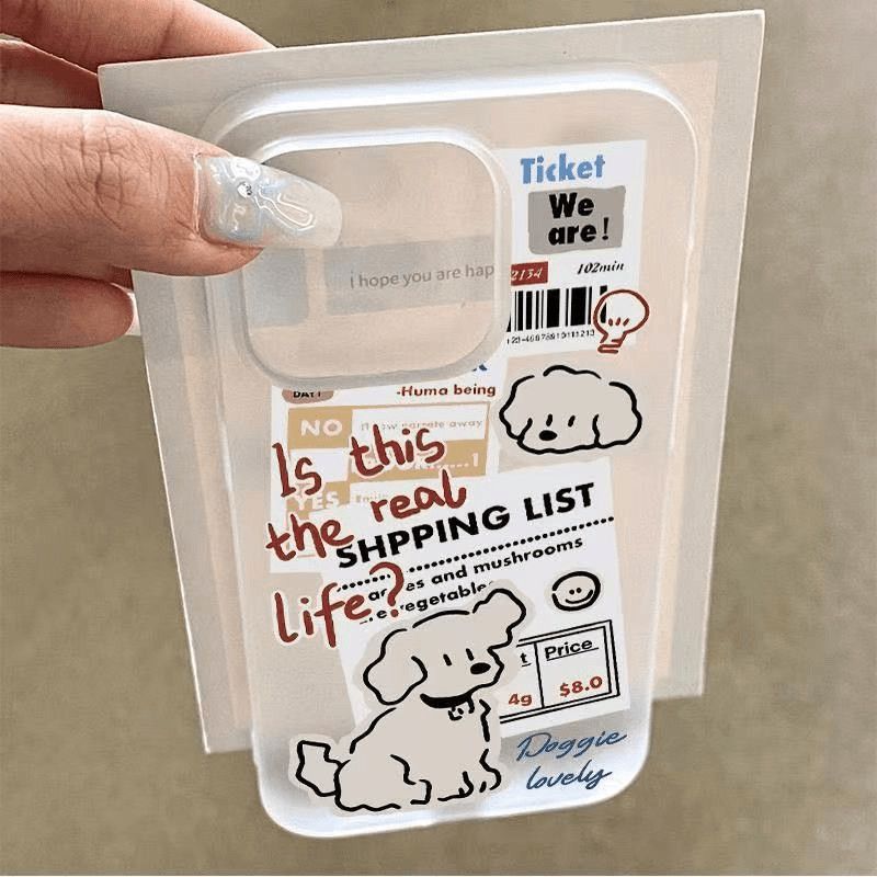Lista de compras para perros para Apple 16PROMAX funda para teléfono móvil 15 funda blanda 14PLUS dibujos animados 13 agujero grande 12/X image 1