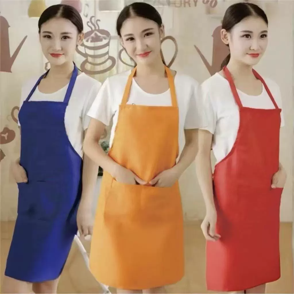 韩版广告围裙可印logo厨房奶茶店餐厅超市工作服围裙时尚挂脖无袖