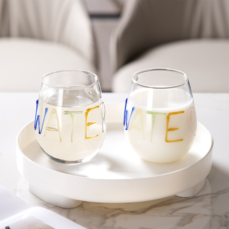 Hecho a mano colorido carta de vidrio resistente al calor embalaje regalo de cumpleaños taza de agua taza de jugo de gran capacidad