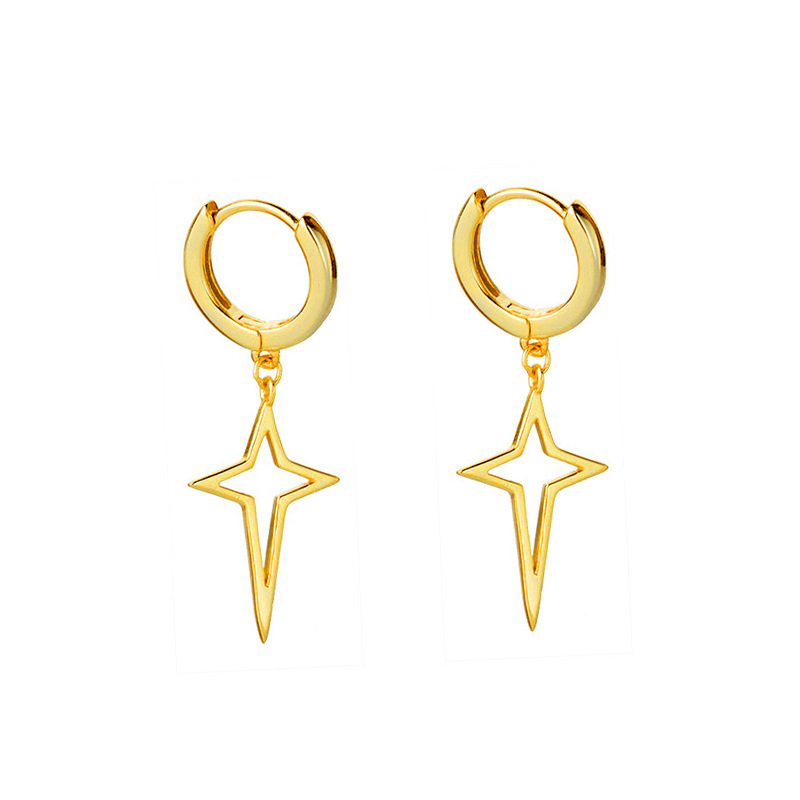 Fashion Cross Star 18k Gold Copper Earrings Female display picture 1