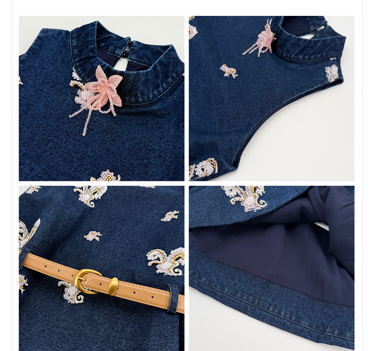 Bộ quần short jean nữ lưng cao kèm áo vest không tay phong cách Tân Trung Hoa — bộ đồ, Trang chủ, quần đùi chi tiết 14