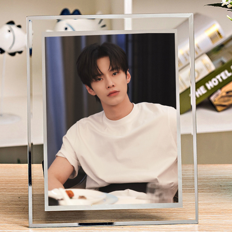 Crystal Photo Frame Display Stand with Double Track and Surrounding Photos, DIY Photo Production from Your Own Images, Gift for a Friend's Birthday