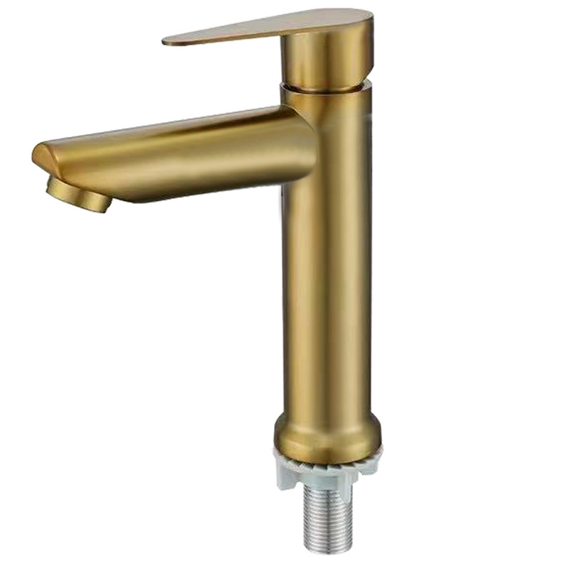 Grifo de lavabo de acero inoxidable 304, lavabo de columna de un solo orificio de agua fría, mesa de lavabo de cerámica, lavabo superior e inferior, grifo de lavabo