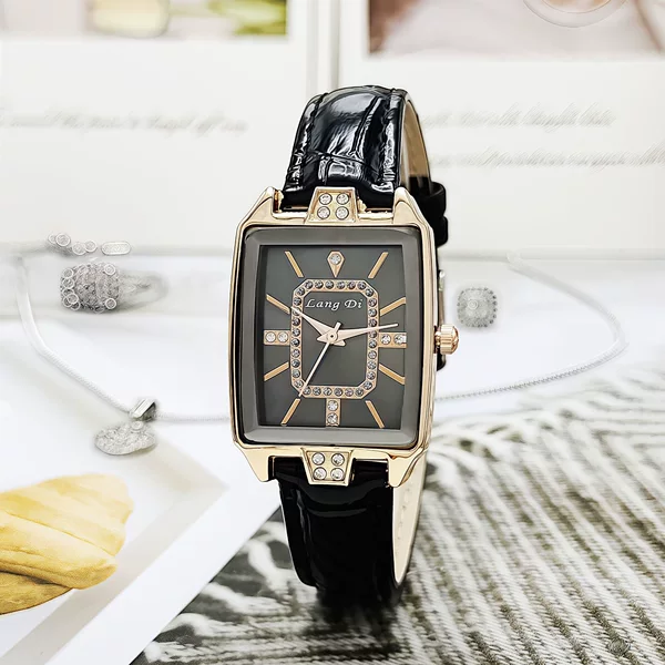 New Square Women's Watch, Women's Style with Diamonds, Niche Starry Sky Design, High-End Student Quartz Watch, Cross-Border