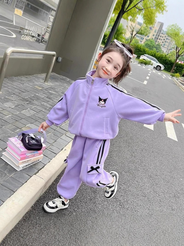女童套装春秋2025新款儿童洋气秋季休闲时髦宝宝纯棉卡通运动秋装|undefined