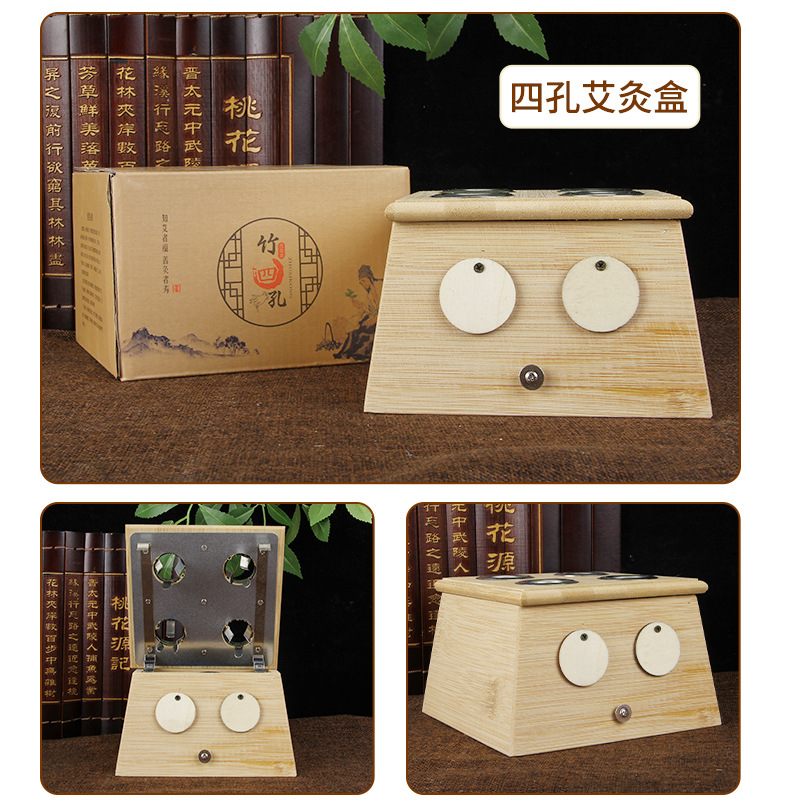 Bamboo Moxibustion Box 6 Hole Warming Moxa Device for Home Use preparation