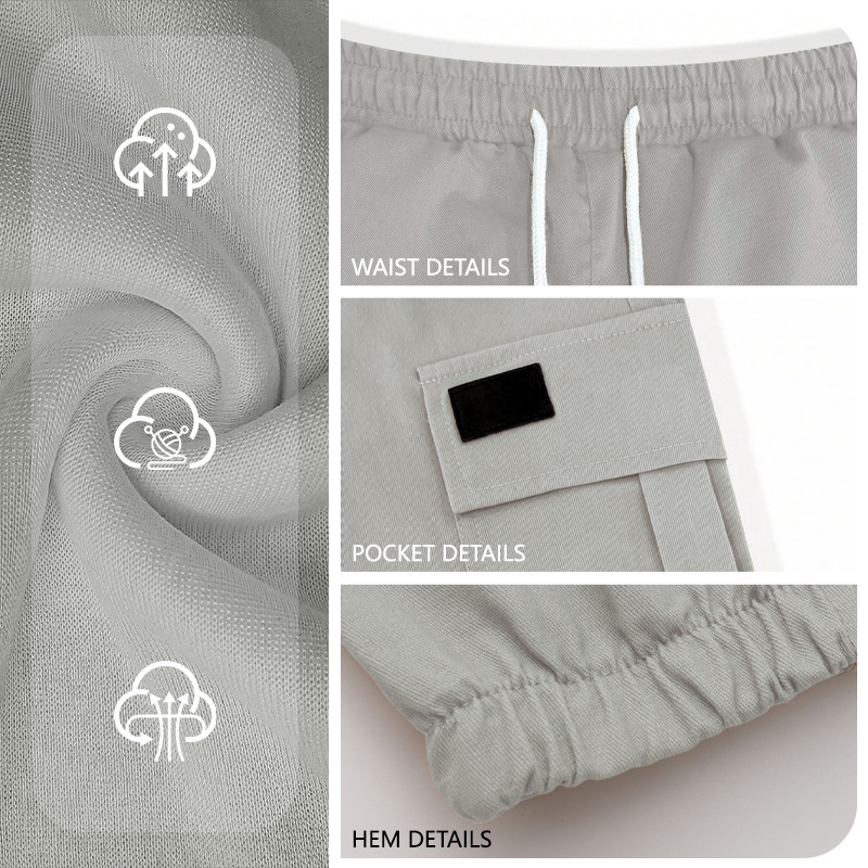 Pantalones Cargo Ajustados Multibolsillos para Hombre de Poliéster, Transpirable, para Ocio
