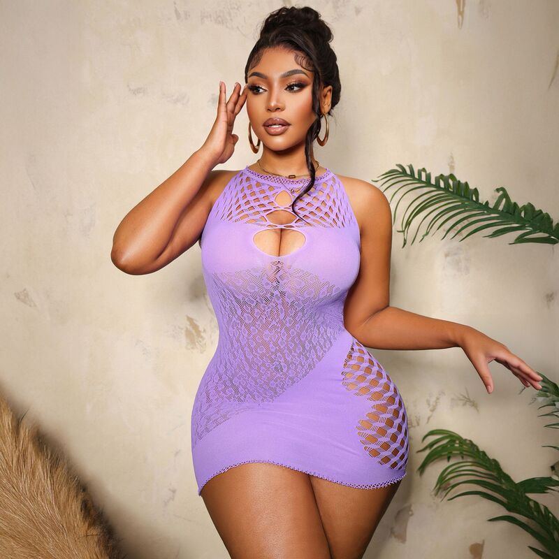 2026 New European and American Style Plus Size Hollow Mesh Short Skirt Sleeveless High Collar Sexy Bodycon Skirt Overseas Cross-Border Supply 2026 New European and American Style Plus Size Hollow Mesh Short Skirt Sleeveless High Collar Sexy Bodycon Skirt Overseas Cross-Border Supply
