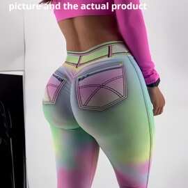 M 76264 Tie-dye denim-like leggings 扎染仿牛仔打底裤