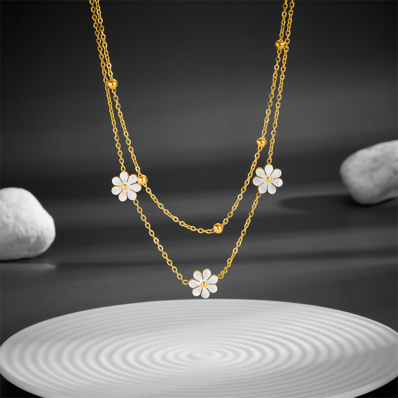 4g Weight 0.03µm-0.05µm Gold Plating Thickness PVD Coated Gold Plating Process 18K Real Gold Plated Plating Material 304 Stainless Steel Pendant Material Acrylic Inlay Material Layered Necklaces Classification 304 Stainless Steel Chain Material PVD Coated Real Gold Plated 18K Gold Flower Titanium Steel Sweet Pastoral Waterproof Non Tarnish Titanium Steel Layered Necklaces