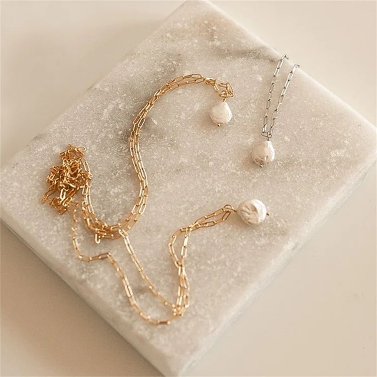 Fashion Water Droplets Stainless Steel Pendant Necklace Pearl Stainless Steel Necklaces