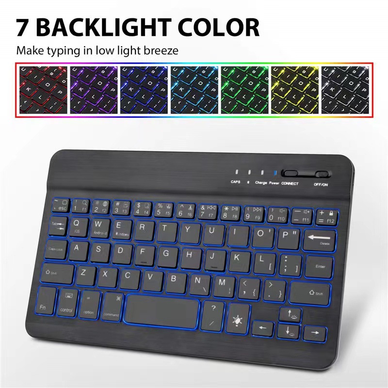 10-pulgadas colorido retroiluminado Bluetooth teclado teléfono móvil para iPad tableta externa inalámbrico Bluetooth teclado ratón traje