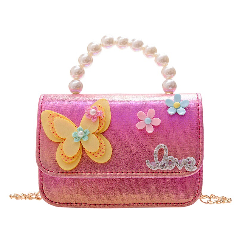 2021 nuevo bolso para niños bolsa de mensajero para niñas accesorios de flores princesa de moda bolsa pequeña perla otoño