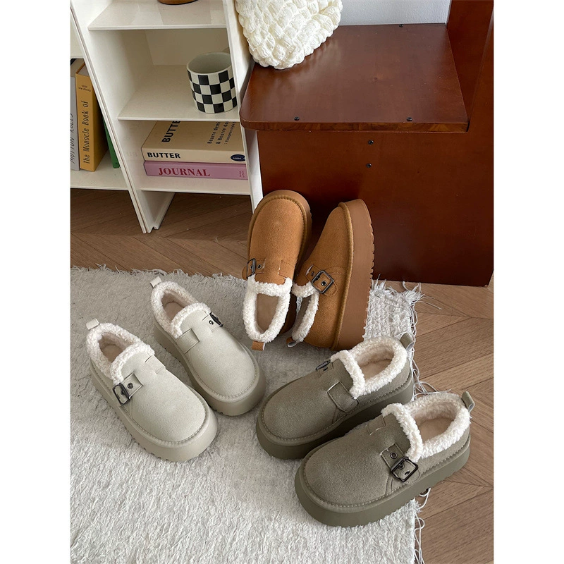 Противоскользящие высокие и толстые ботинки снега женские зимние бархатные утолщенные 2024 новые педали теплые хлопковые ботинки