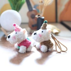 ネット赤かわいい萌え西高地子犬ストラップぬいぐるみ公仔バッグ掛けキーホルダーぬいぐるみ人形