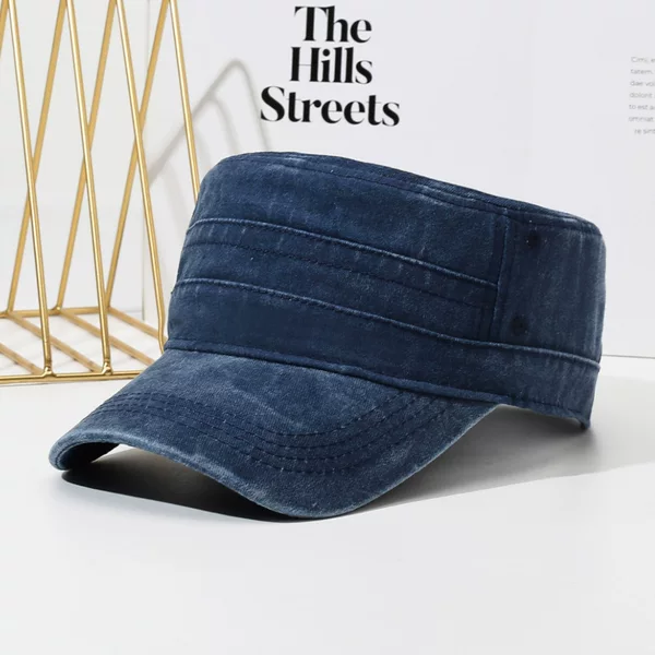 Black Washed Solid Color Cross-Border Baseball Cap Summer Men's Vintage Style Sun Hat Flat Top Hat