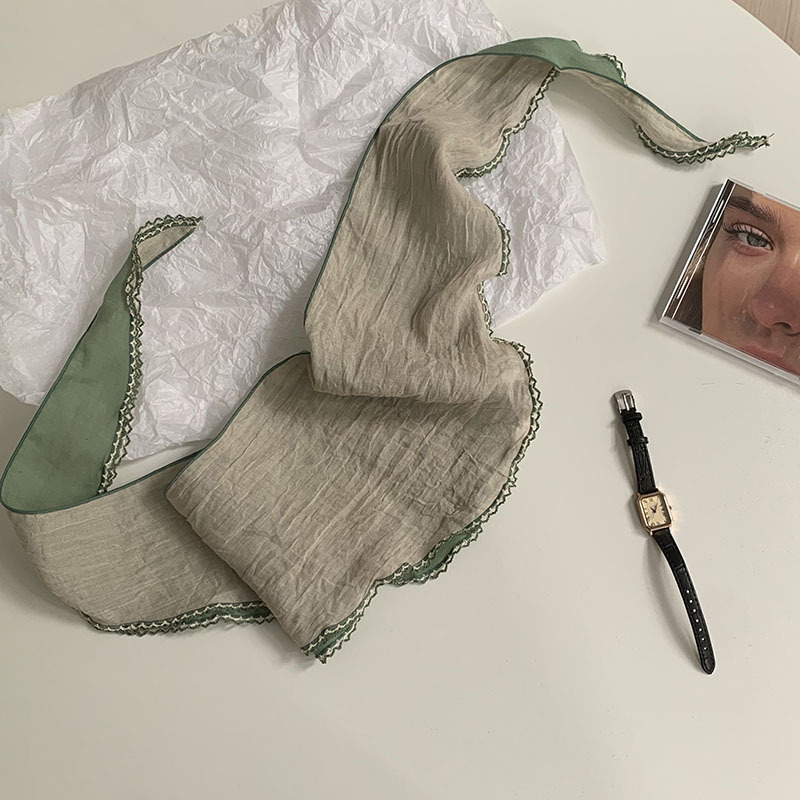 Bufanda de seda, sentido de la atmósfera coreana, nueva bufanda en forma de diamante, bufanda para el cuello, bufanda étnica de moda, banda para el cabello, chal de todo fósforo