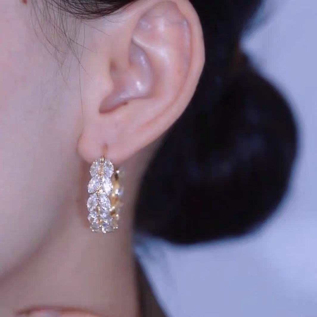Orecchini a lobo in zircone a forma di spiga eleganti donna_voghion.com