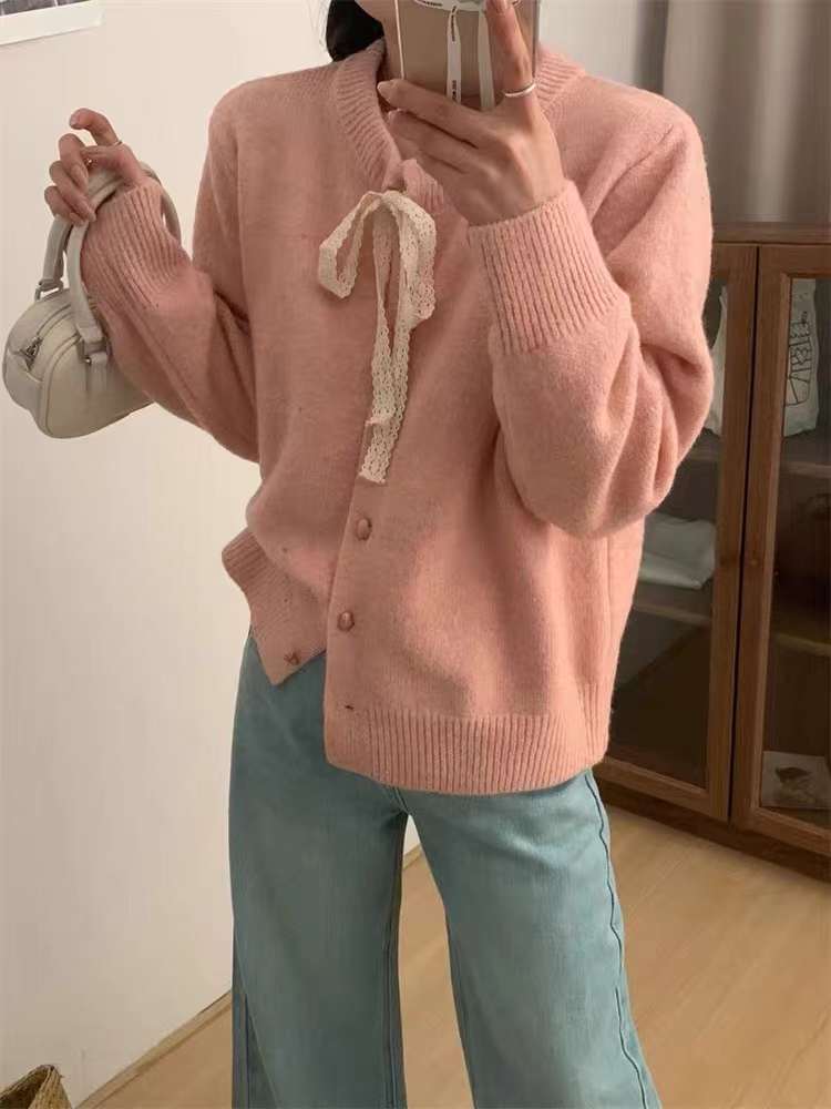 24 Dongpuyuan coreano correa de cuello redondo de hebilla de una sola fila temperamento suéter de puntos de color chaqueta mujer 20 image 9