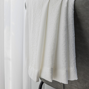 Keqiao Japanese Style Light Luxury Yarn Curtain Transparent and Pervious White Sauce Bubble Sauce Striped Bay Window Thick Yarn Japanese Style Window Screen