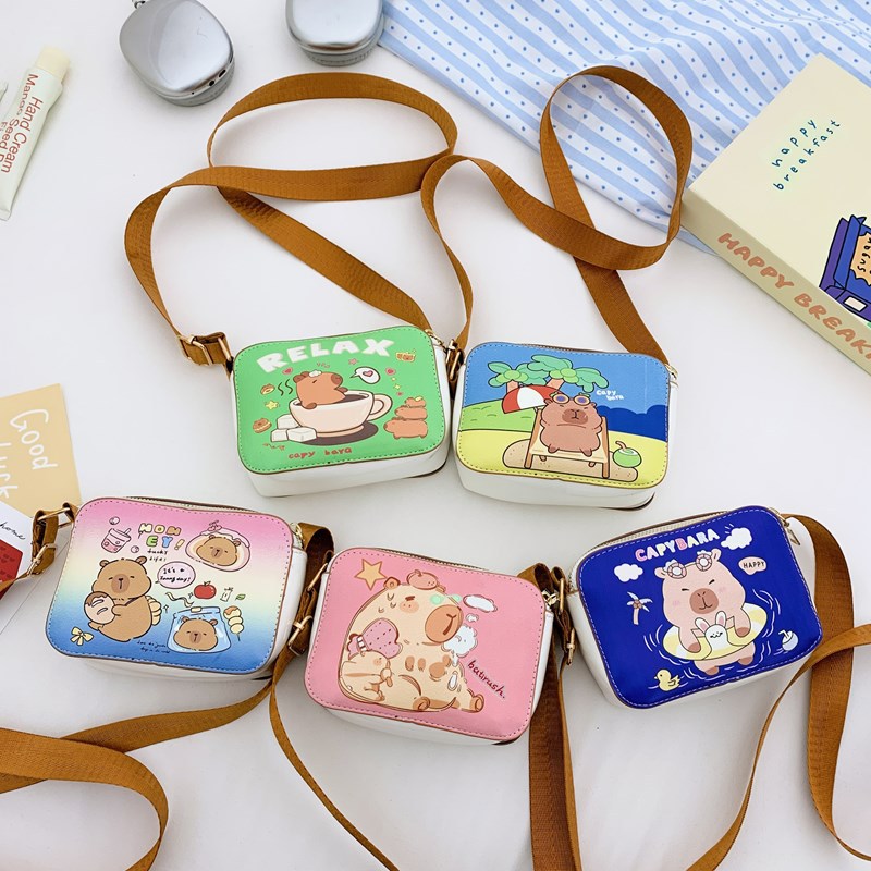 Bolso de hombro para niños transfronterizo Kapibala Bolso de mensajero para niñas Bolso para niños lindo Monedero para niños Bolso cuadrado PU