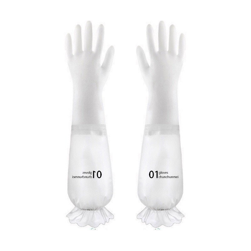 Guantes de goma para lavar platos de limpieza al por mayor guantes de lavandería cocina durable látex forrado de lana gruesa impermeable guantes domésticos
