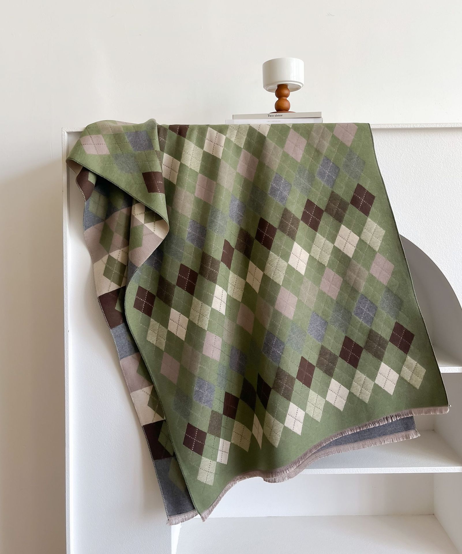 Retro cuadrícula de diamante otoño y invierno clásico largo imitación bufandas de cachemira geométrica coreana caliente bufandas de cuello