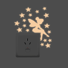 Foreign trade cross-border new five-pointed star luminous decorative wall stickers for living room and bedroom creative fluorescent switch self-adhesive girl stickers