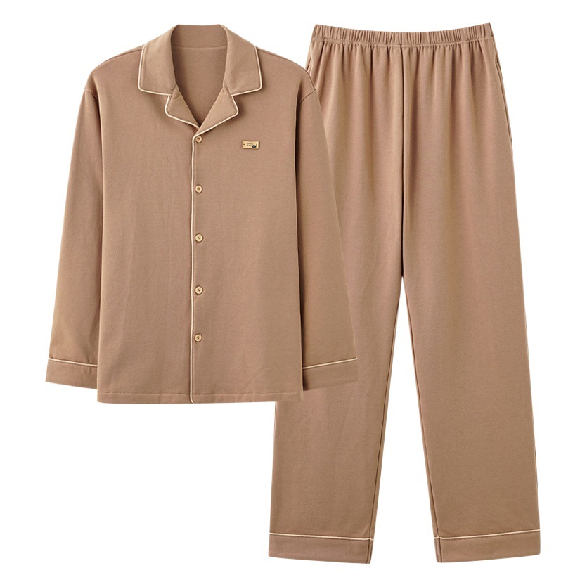 Pijama de algodón de los hombres de Otoño de manga larga homewear se puede usar fuera de pijama de solapa de invierno de los hombres homewear traje de algodón