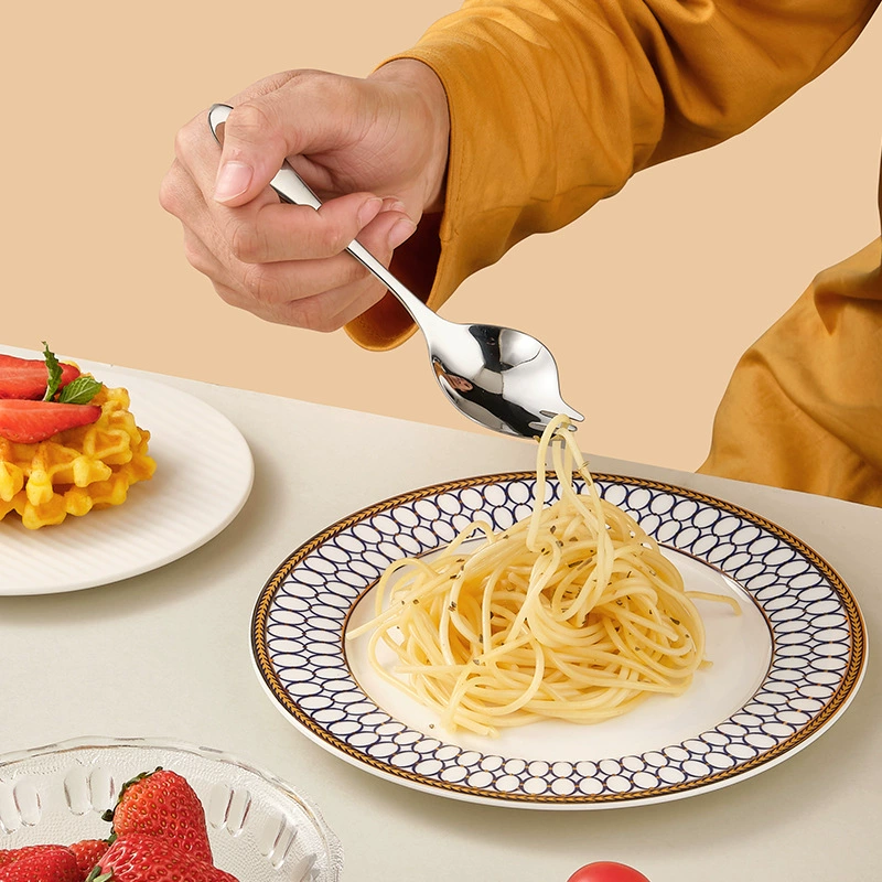 Amazon Creative Stainless Steel Multifunctional Fork Spoon Integrated Eat Instant Noodle Spoon Spoon Fruit Salad Sarawan