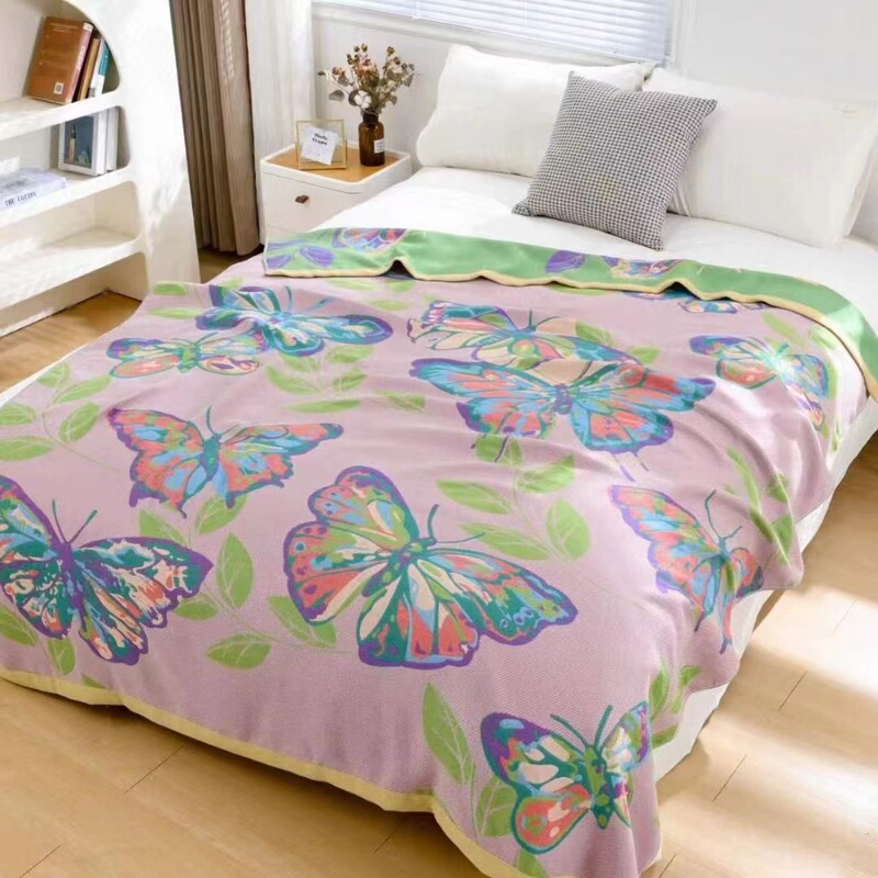 Large Butterfly Bed Sheets, Blanket, Air Conditioning Blanket, Towel Quilt, Pure Cotton Gauze, Can Be Spread and Covered, Wholesale Dropshipping Large Butterfly Bed Sheets, Blanket, Air Conditioning Blanket, Towel Quilt, Pure Cotton Gauze, Can Be Spread and Covered, Wholesale Dropshipping