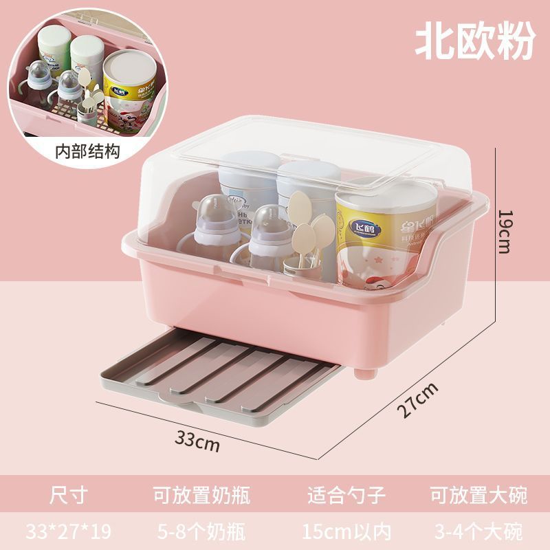 奶瓶收纳箱防尘沥水架带盖婴儿用品新生儿宝宝辅食餐具玩具收视泡|undefined