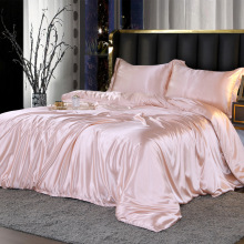 批发轻奢40姆米真丝四件套双面裸睡桑蚕丝丝绸被套纯色冰丝床单床