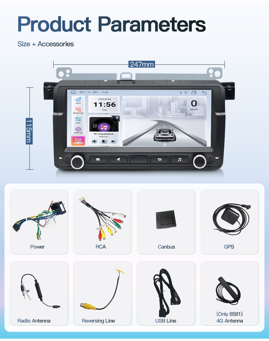 8.8inch Suitable for Bmw 3 Series E46 Mg Zt Rover75 Car Central Control Screen Navigation Bluetooth Reversing Image