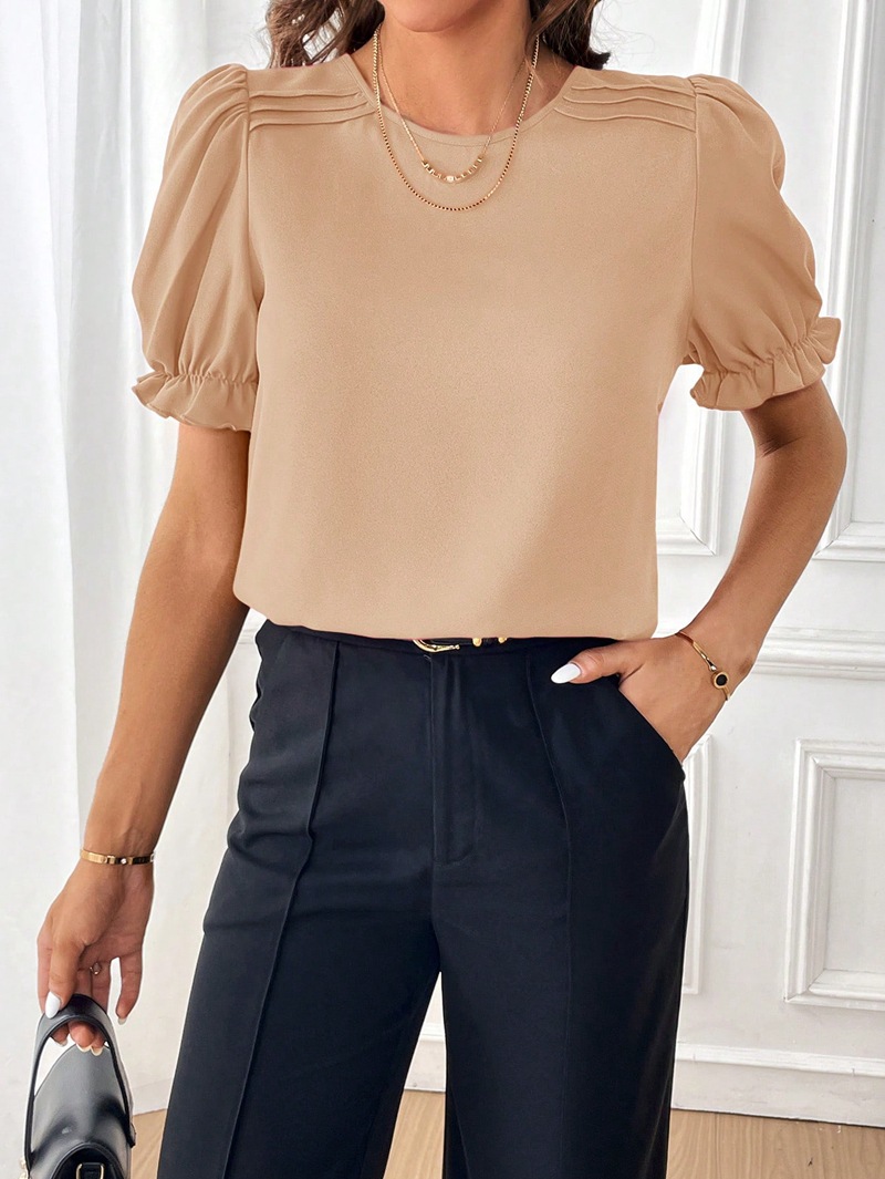 Women's Blouse Short Sleeve Blouses Elegant Streetwear Solid Color display picture 33