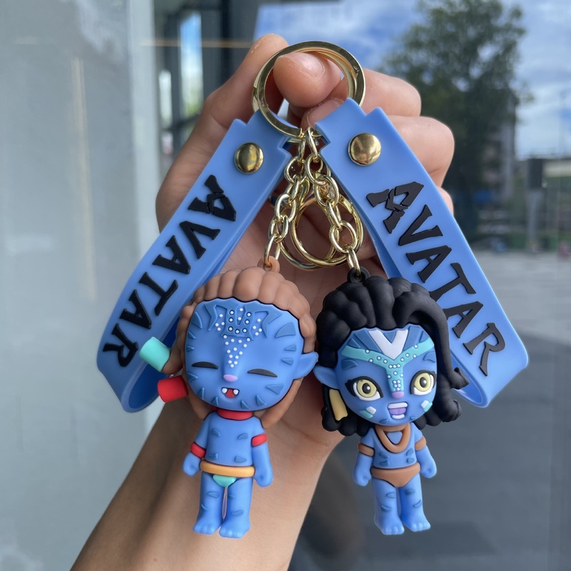 可爱蓝色精灵钥匙扣阿凡达公仔娃娃机包包挂件汽车钥匙链小礼品|undefined