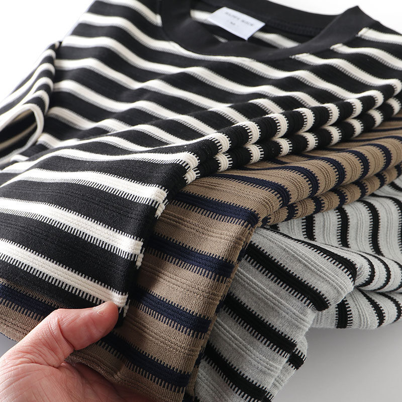 Vintage Sailor Shirt! so Stylish! Color-Woven Stripes~ Summer Men's Loose Casual Versatile Round-Neck Short-Sleeve T-Shirt Vintage Sailor Shirt! so Stylish! Color-Woven Stripes~ Summer Men's Loose Casual Versatile Round-Neck Short-Sleeve T-Shirt