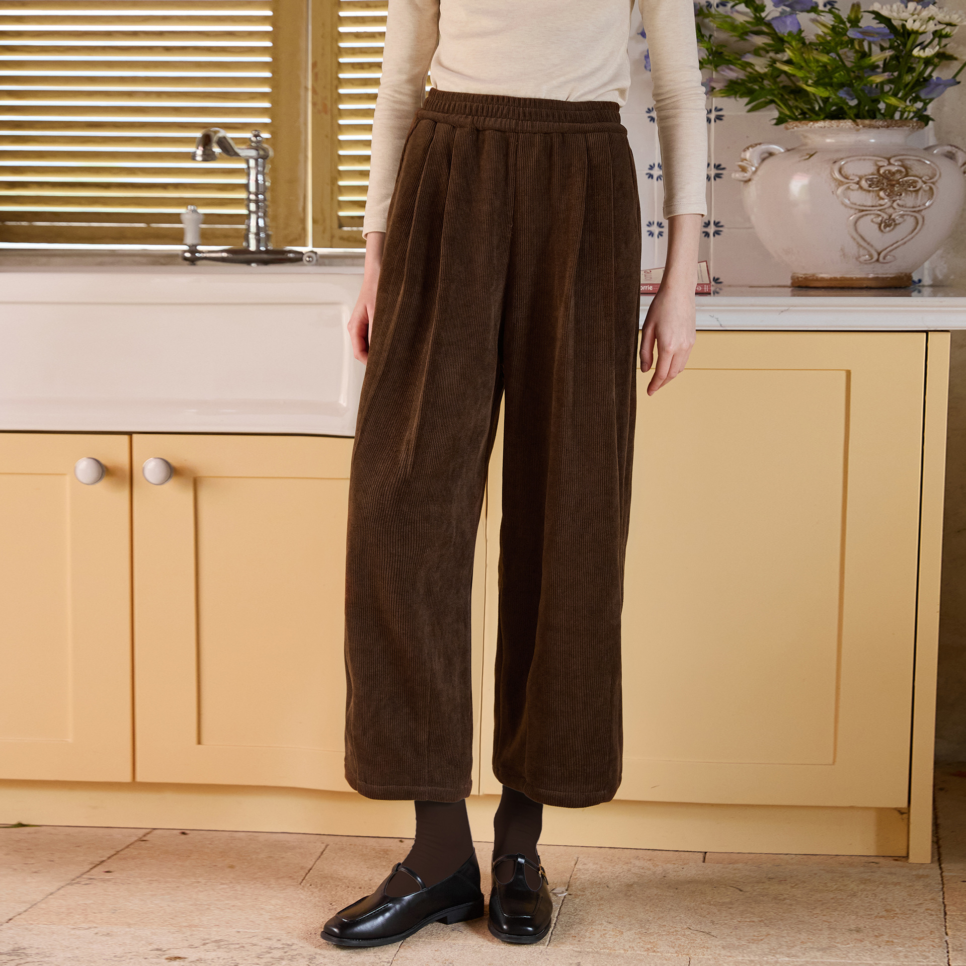 Demi-season atmospheric corduroy warm solid color trousers for…