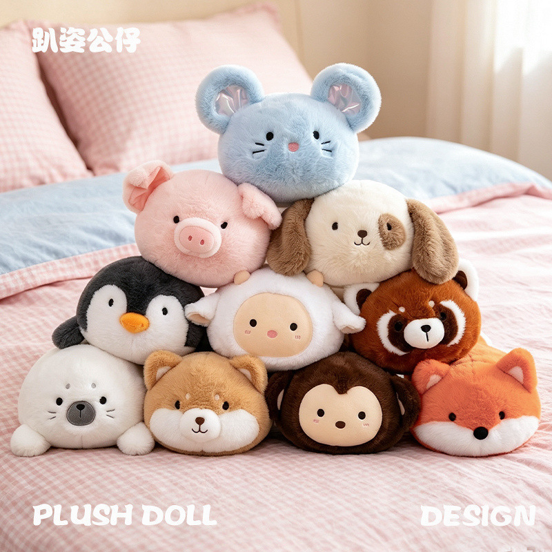 Plush stuffed animals: mouse, sea lion, penguin, raccoon, lamb, fox, table companion plush toy Plush stuffed animals: mouse, sea lion, penguin, raccoon, lamb, fox, table companion plush toy