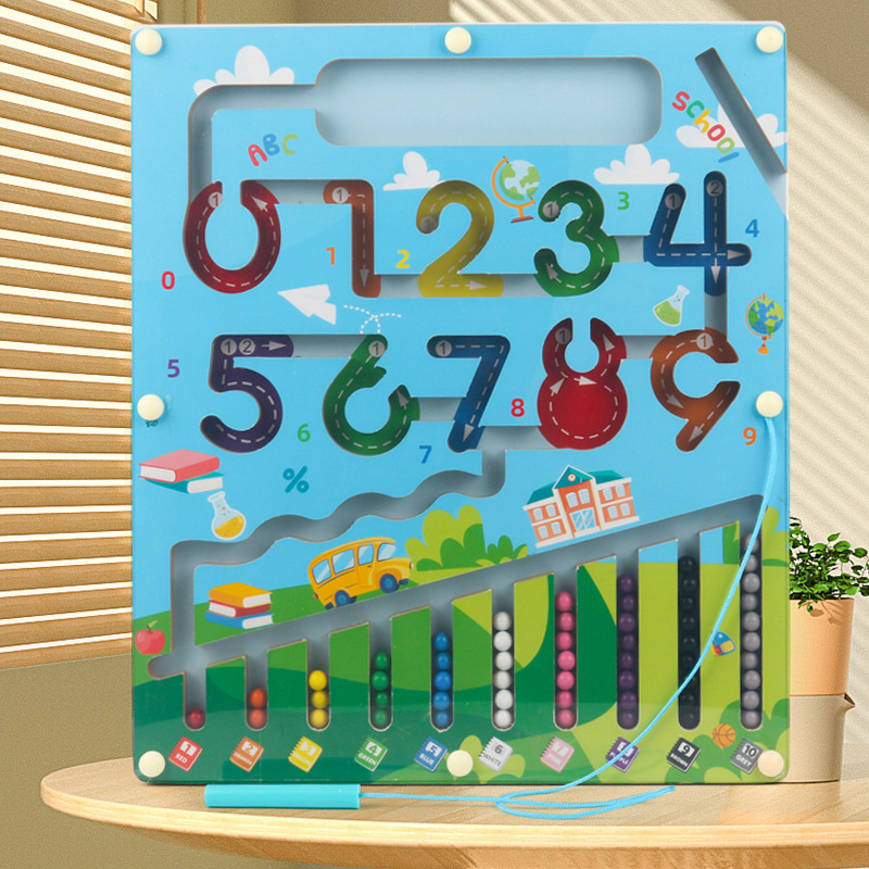 Cpc rompecabezas para niños bolígrafo magnético laberinto digital educación temprana clasificación de color de madera tablero de conteo juguetes de 1 a 3 años