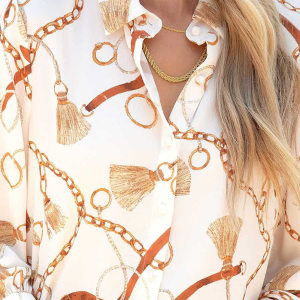 product - wholesale Autumn Floral Print Long Sleeved Cardigan Single Breasted Casual Shirt Women - 9