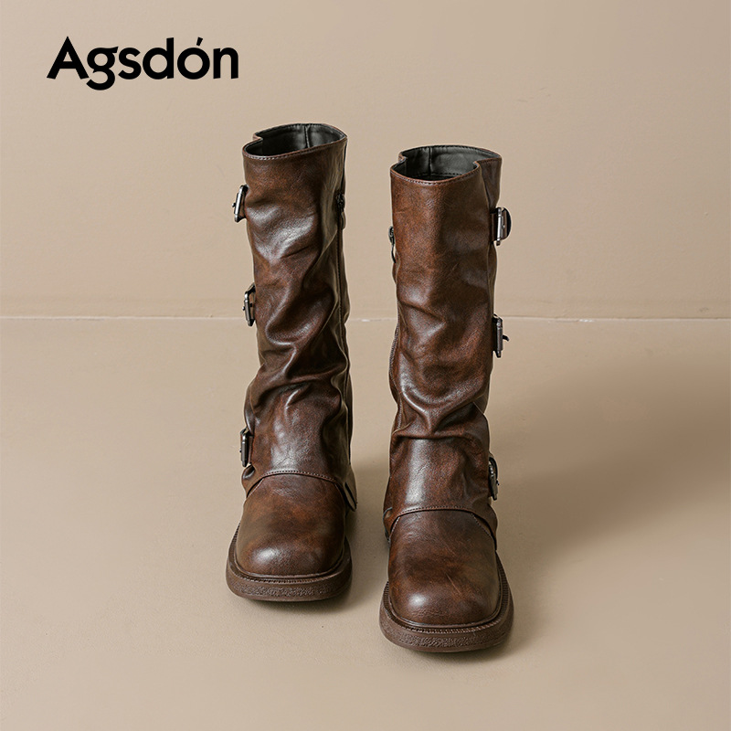 Augusto Lion Denmeillard Martin botas mujeres 2026 nuevo otoño marrón botas vaqueras occidentales botas de caballero